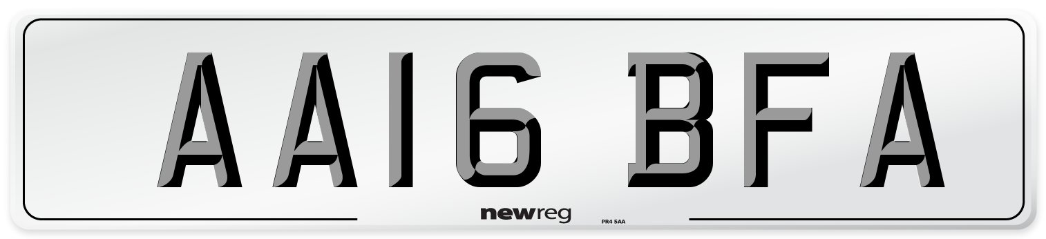 AA16 BFA Number Plate from New Reg